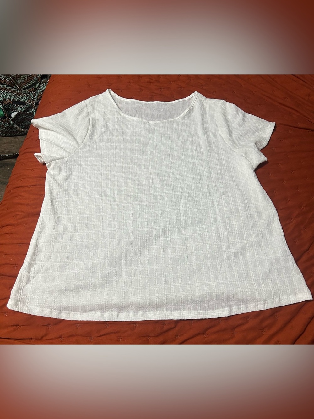 SHEIN plus size White Textured Short Sleeve Women's Top 4X